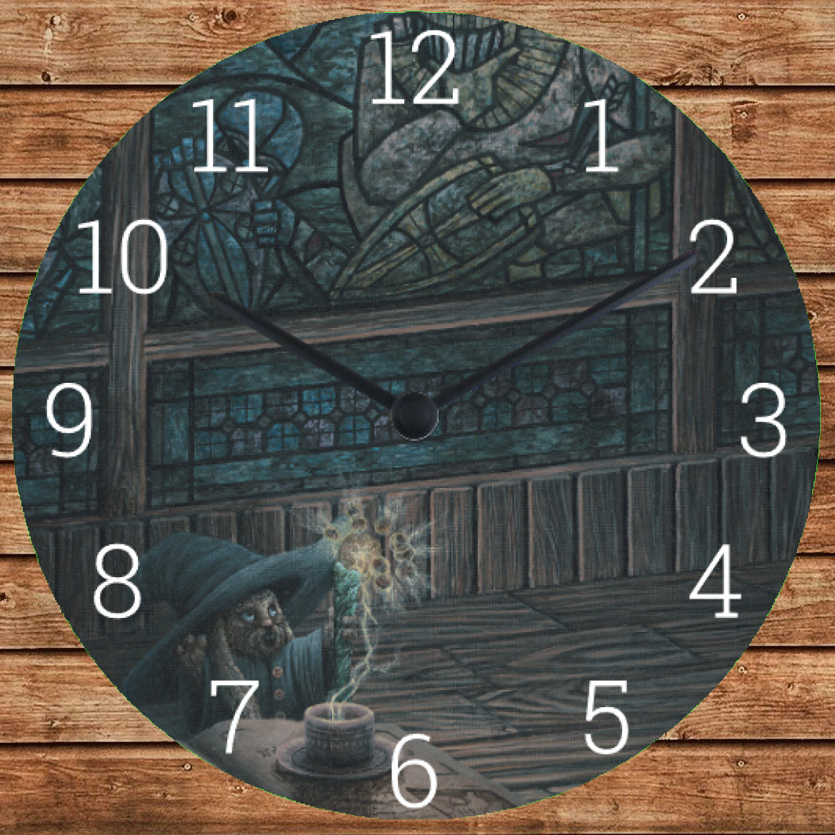 Mystical wall clock: hours of enchantment with my painting "Coffeus Comeherus!"