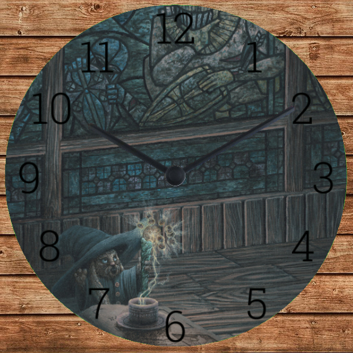 Mystical wall clock: hours of enchantment with my painting "Coffeus Comeherus!"