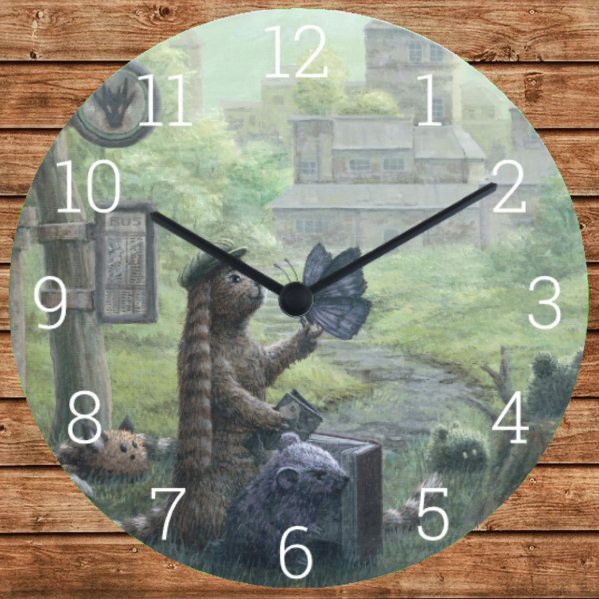 Mystical wall clock: hours of enchantment with my painting 'Witse the wiseweasel'