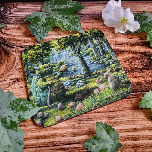 Coaster with a print of my painting 'Kwakkulus the food expert'